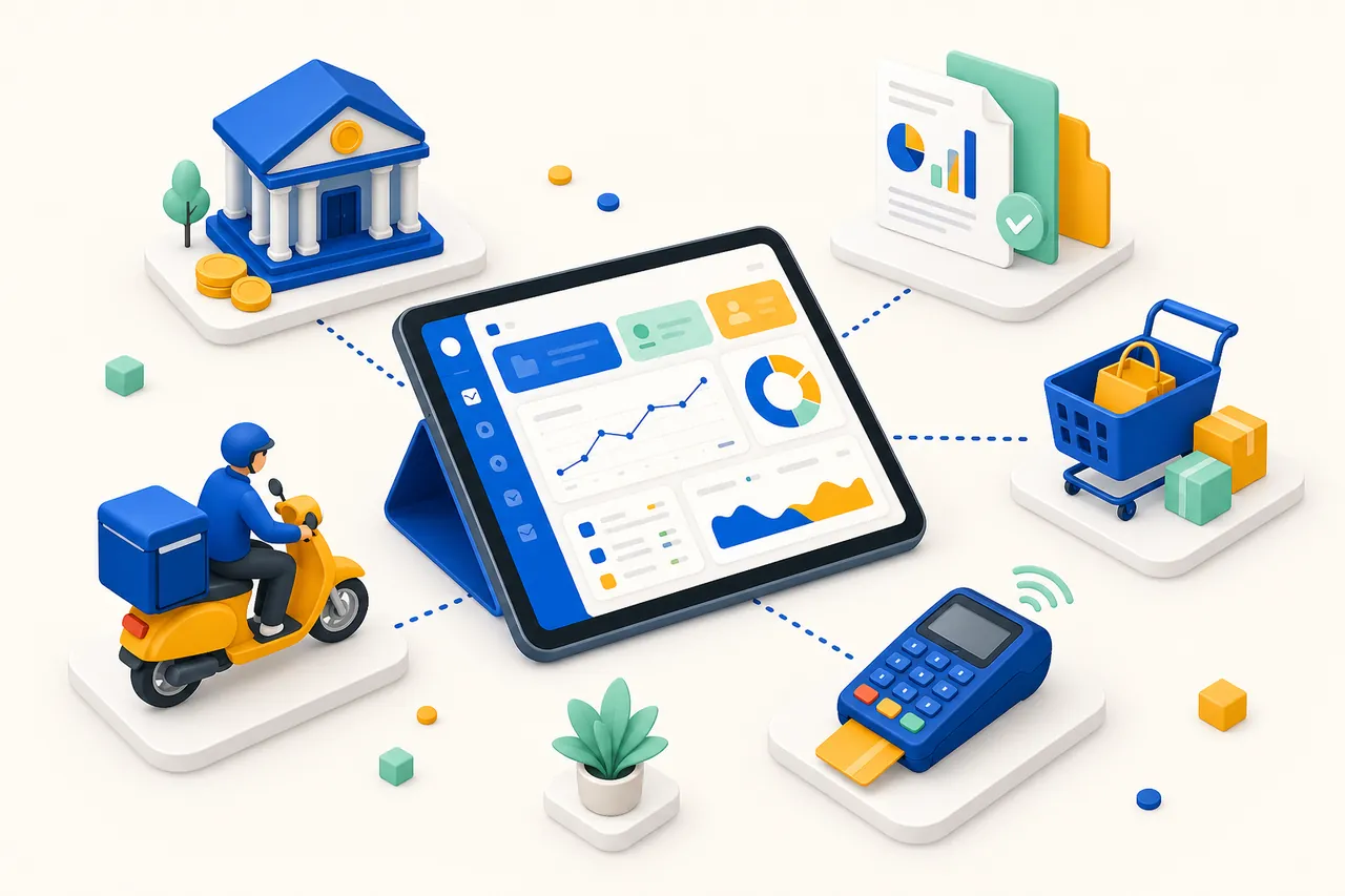 shopcaisse connecté à l'écosystème d'outils du commerçant